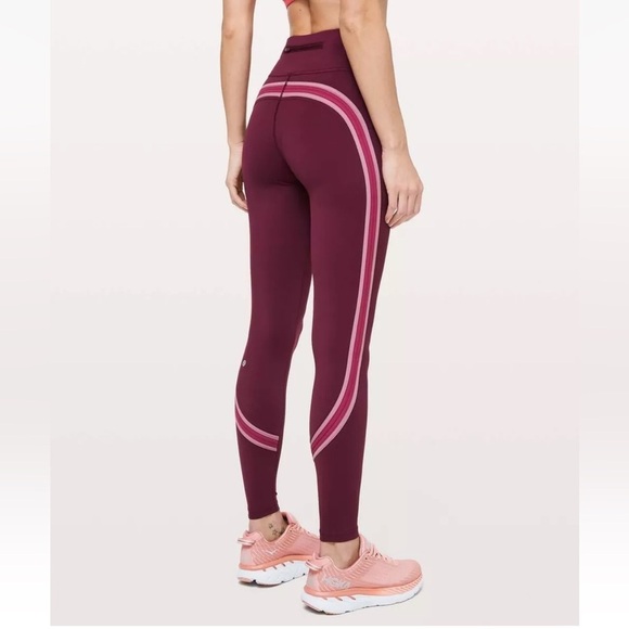 lululemon athletica Pants - Lululemon RUN CREW TIGHT 28" Deep Ruby/Star Ruby/Figue Crop Leggings 4